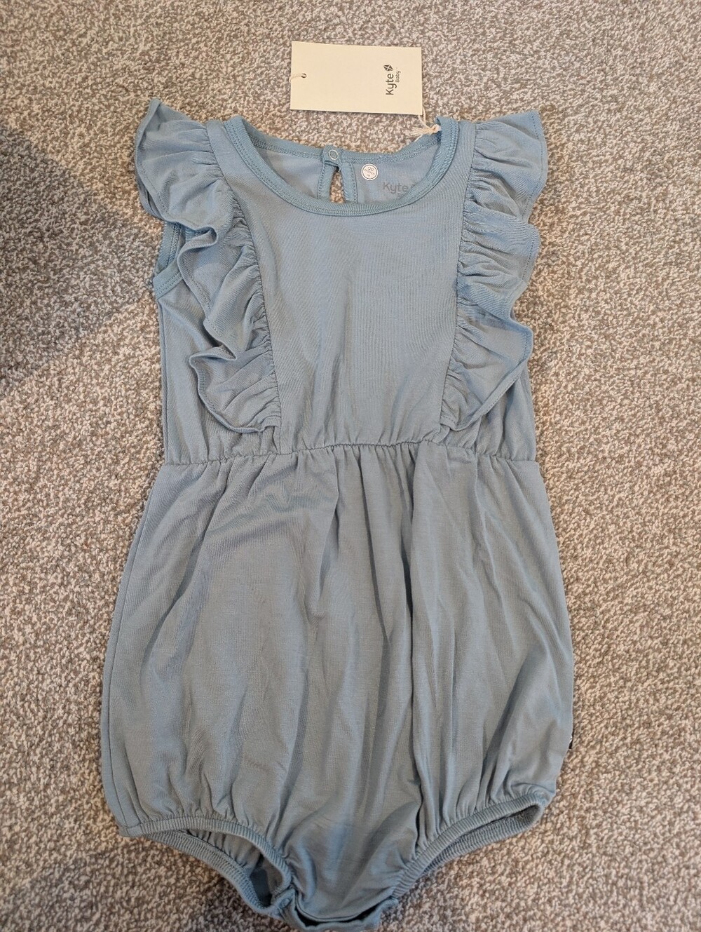 Kyte BABY Light Blue Ruffle Bubble Bamboo Romper 3T